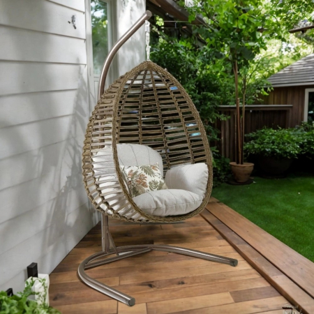 Hawaii Garden Premium Hanging Swing Egg Chair in Brown